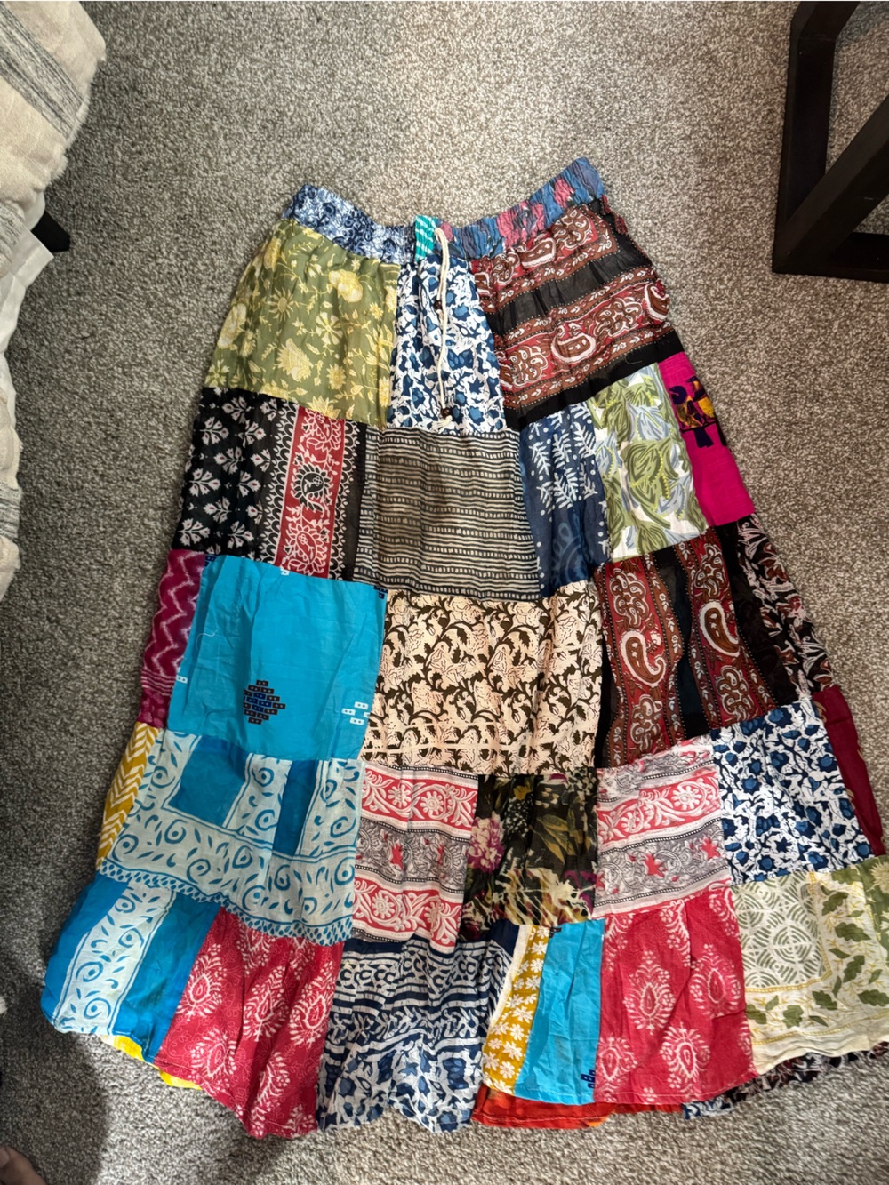 Boho/Bohemian Patchwork Maxi Skirt - Multicolor